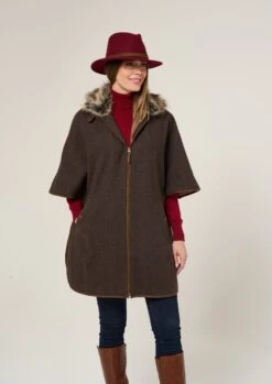 Surrey Ladies Tweed Cape In Bramble -AlanPaine Shop Surrey Ladies Tweed Cape Bramble 8