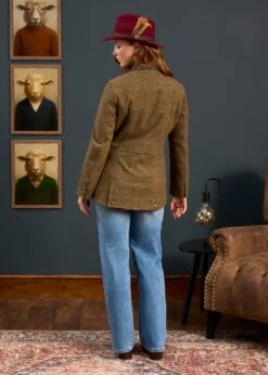 Surrey Ladies Tweed Coat In Marsh - Regular Fit -AlanPaine Shop Surrey Ladies Tweed Coat Marsh 4