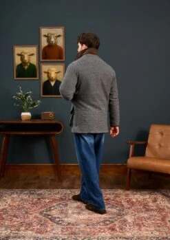 Surrey Waterproof Tweed Coat In Blue Check - Shooting Fit -AlanPaine Shop Surrey Mens Tweed Coat Grey Check 2