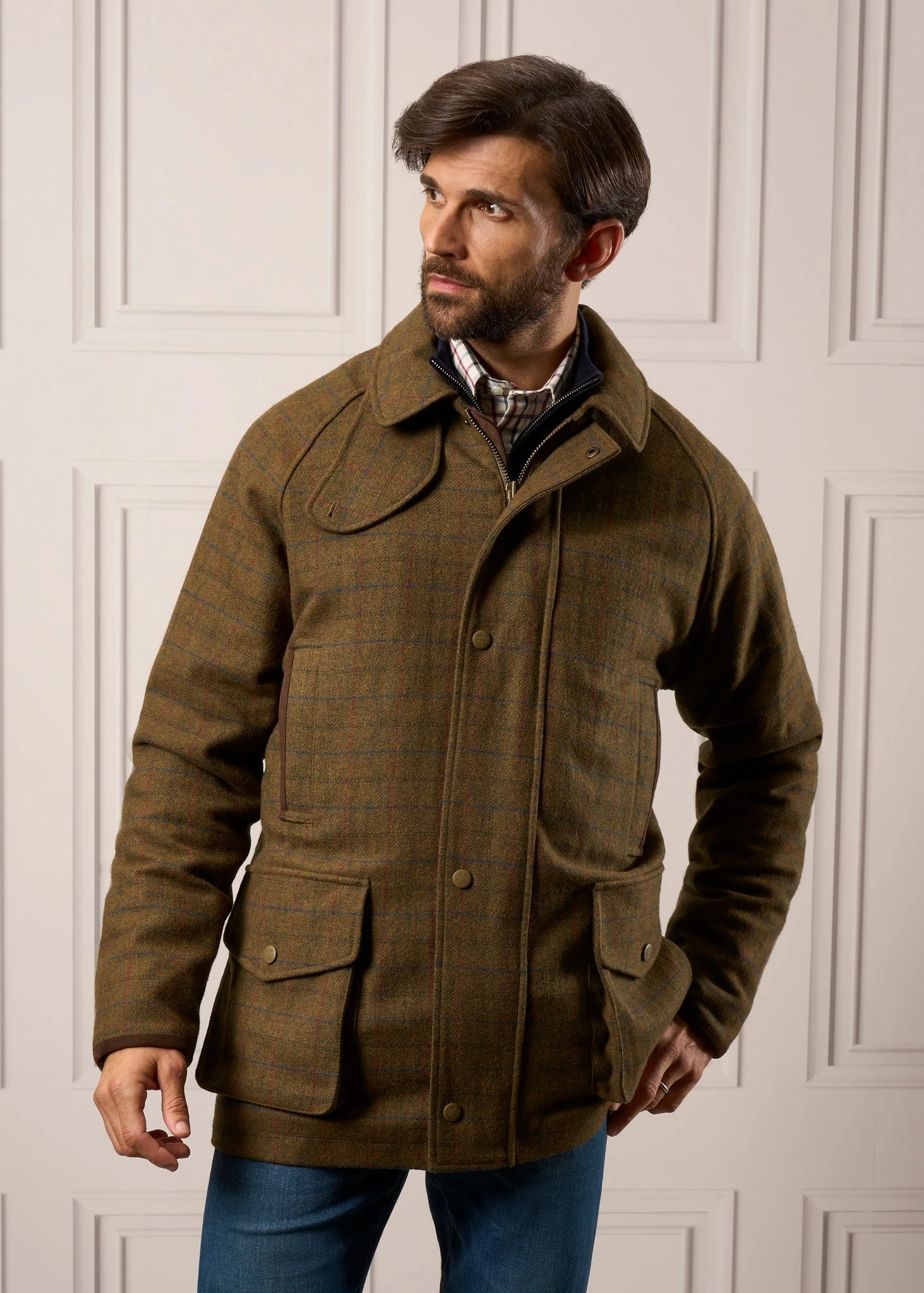 Surrey Waterproof Tweed Coat In Moor - Shooting Fit 2 Surrey Waterproof Tweed Coat In Moor - Shooting Fit - Image 2