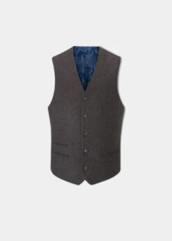 Surrey Men's Tweed Lined Country Waistcoat In Bramble - Regular Fit