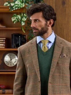 Surrey Tweed Lined Blazer In Sycamore - Regular Fit -AlanPaine Shop Surrey Tweed Blazer Mens Sycamore 4