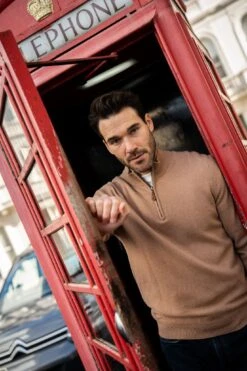 Sutherland Lambswool 1/4 Zip Jumper In Camel - Regular Fit 6 Sutherland Lambswool 1/4 Zip Jumper In Camel - Regular Fit -AlanPaine Shop Sutherland Lambswool Jumper in Camel