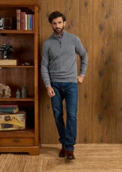 Sutherland Lambswool 1/4 Zip Jumper In Grey Mix - Regular Fit 9 Sutherland Lambswool 1/4 Zip Jumper In Grey Mix - Regular Fit -AlanPaine Shop Sutherland Lambswool Quarter Zip Jumper Grey 3