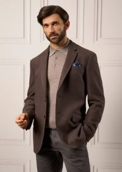Surrey Tweed Lined Blazer In Bramble - Regular Fit -AlanPaine Shop Tweed Blazer Mens Surrey Bramble 4
