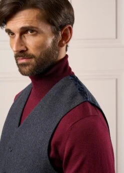 Surrey Men's Tweed Lined Country Waistcoat In Blue - Regular Fit -AlanPaine Shop Tweed Waistcoat Mens Surrey Blue 3