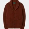 Usworth Men's Shawl Collar Lambswool Jumper In Sienna - Regular Fit