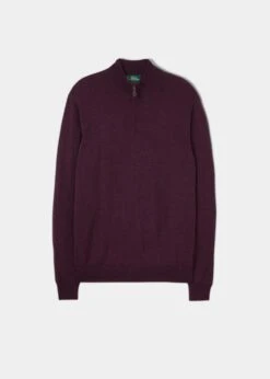 Barton Merino Wool 1/4 Zip Mock Jumper In Black Grape - Regular Fit