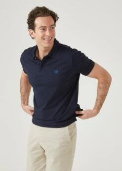 Fritton Pique Polo Shirt In Navy -AlanPaine Shop fritton pima cotton pique polo shirt navy 3