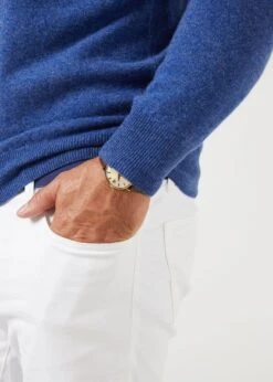 Brisbane Geelong Wool Jumper In Indigo - Regular Fit -AlanPaine Shop geelong wool jumper indigo 7