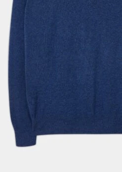 Albury Geelong Wool Jumper In Indigo - Regular Fit -AlanPaine Shop geelong wool vee neck sweater indigo 3