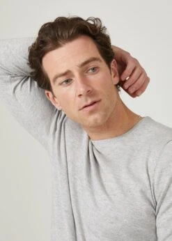 Harlington Luxury Cotton Jumper In Dove -AlanPaine Shop harlington luxury cotton crew neck jumper dove 4