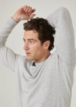 Harlington Luxury Cotton Jumper In Dove -AlanPaine Shop harlington luxury cotton crew neck jumper dove 5