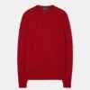 Honley Cotton Cashmere Cable Knit Jumper In Rosso