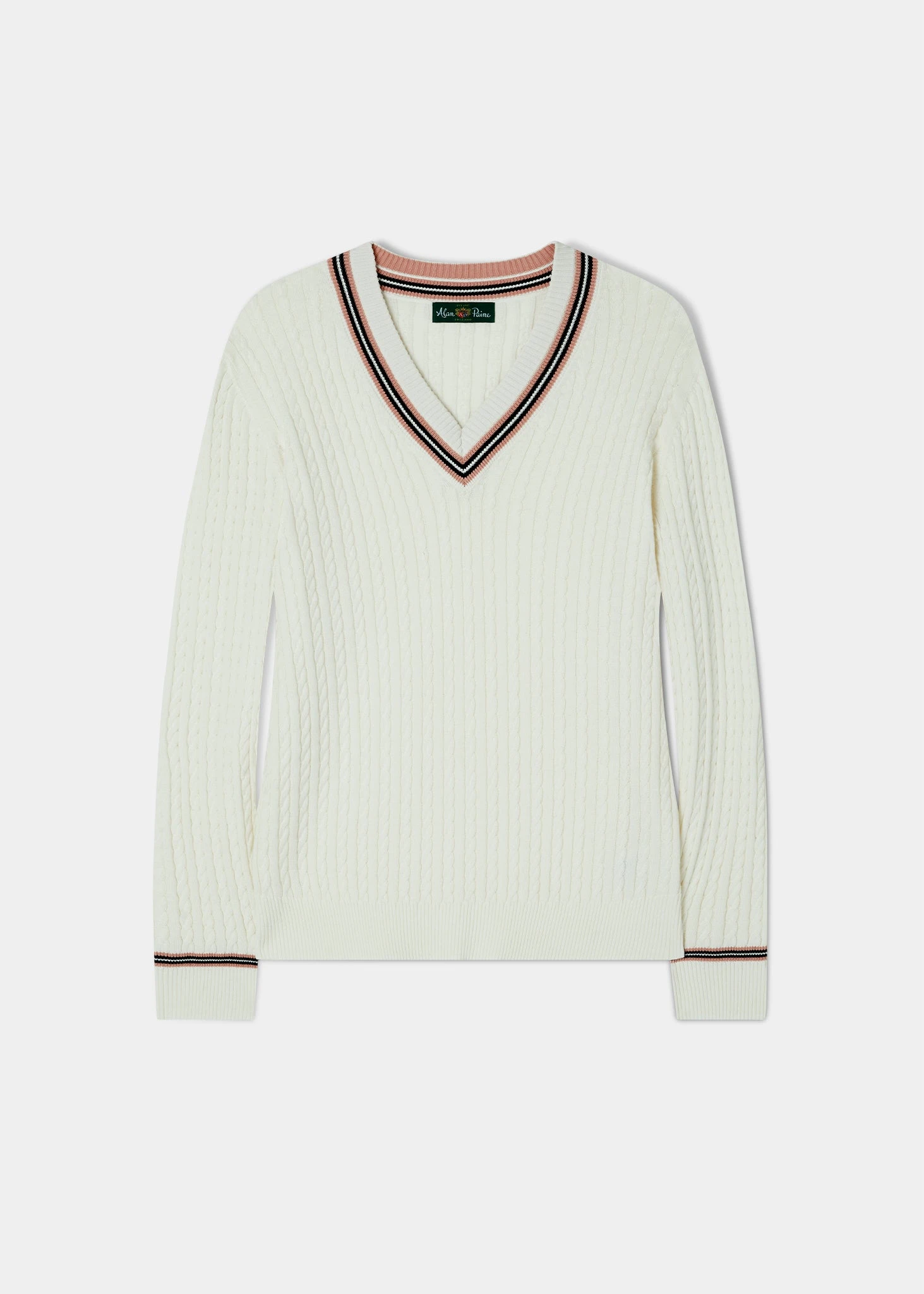 Ladies Cable Knit Cricket Jumper In Ecru 1 Ladies Cable Knit Cricket Jumper In Ecru