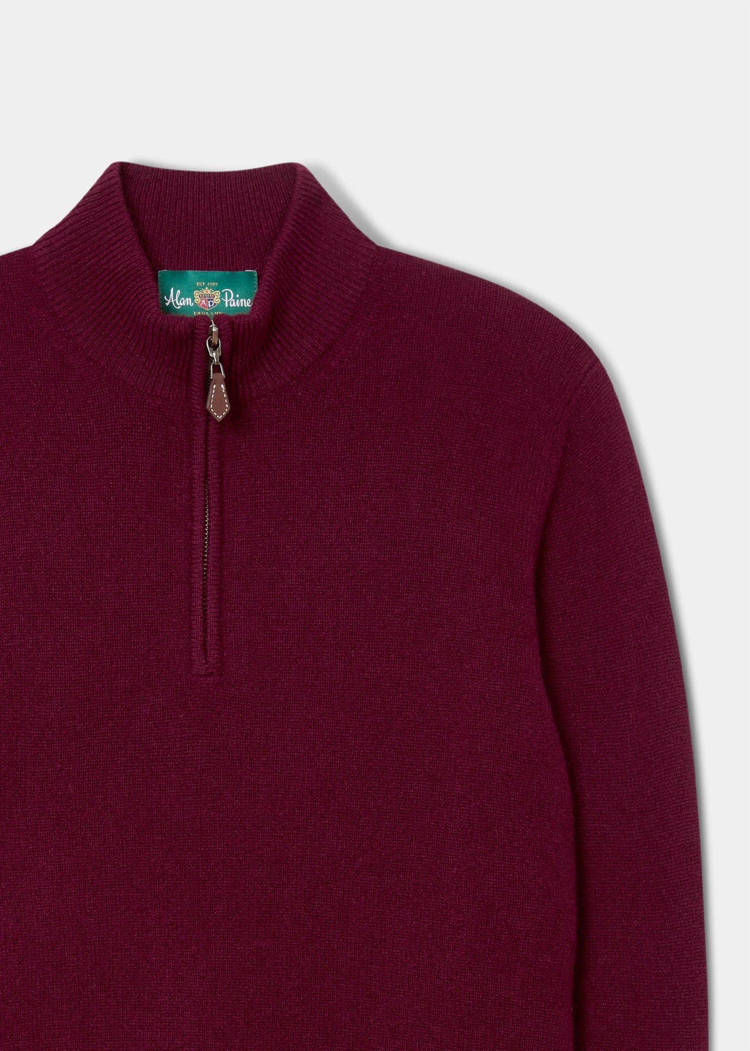 Sutherland Lambswool 1/4 Zip Jumper In Bordeaux - Regular Fit 9 Sutherland Lambswool 1/4 Zip Jumper In Bordeaux - Regular Fit - Image 9