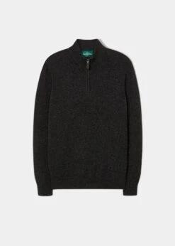 Sutherland Lambswool 1/4 Zip Jumper In Charcoal - Regular Fit