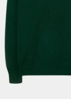 Sutherland Lambswool 1/4 Zip Jumper In Tartan Green - Regular Fit -AlanPaine Shop lambswool half zip jumper tartan green 3