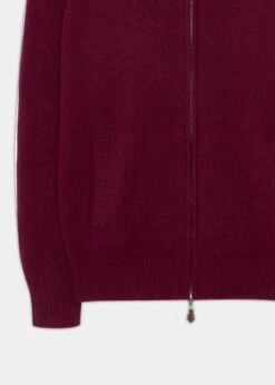 Ballater Lambswool Zipped Jumper In Bordeaux - Regular Fit -AlanPaine Shop lambswool half zip sweater bordeaux 3