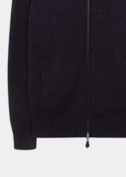 Ballater Lambswool Zipped Jumper In Navy - Regular Fit -AlanPaine Shop lambswool half zip sweater navy 3