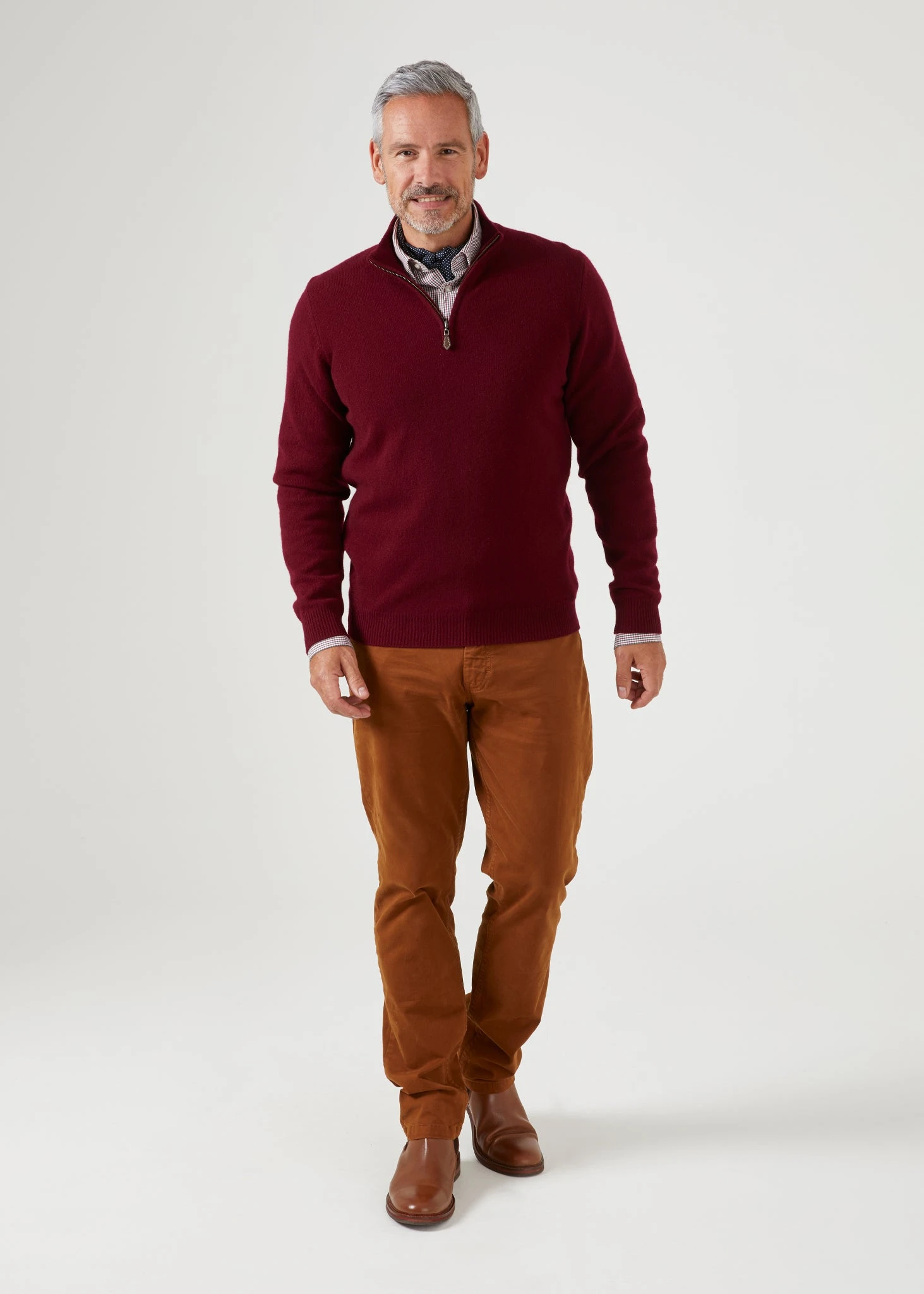 Sutherland Lambswool 1/4 Zip Jumper In Bordeaux - Regular Fit 2 Sutherland Lambswool 1/4 Zip Jumper In Bordeaux - Regular Fit - Image 2