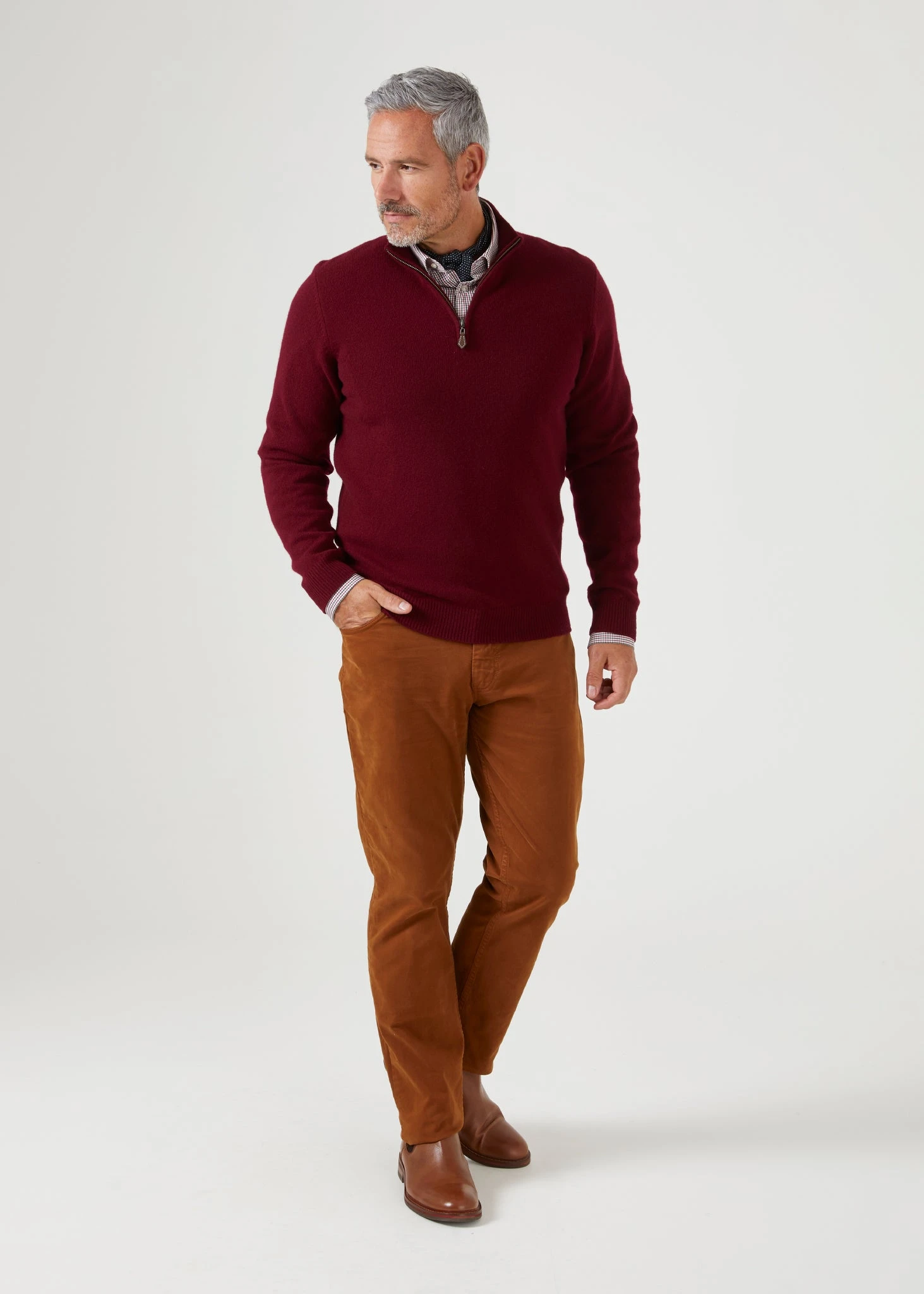Sutherland Lambswool 1/4 Zip Jumper In Bordeaux - Regular Fit 3 Sutherland Lambswool 1/4 Zip Jumper In Bordeaux - Regular Fit - Image 3