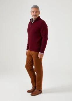 Sutherland Lambswool 1/4 Zip Jumper In Bordeaux - Regular Fit 13 Sutherland Lambswool 1/4 Zip Jumper In Bordeaux - Regular Fit -AlanPaine Shop lambswool quarter zip jumper bordeaux 3