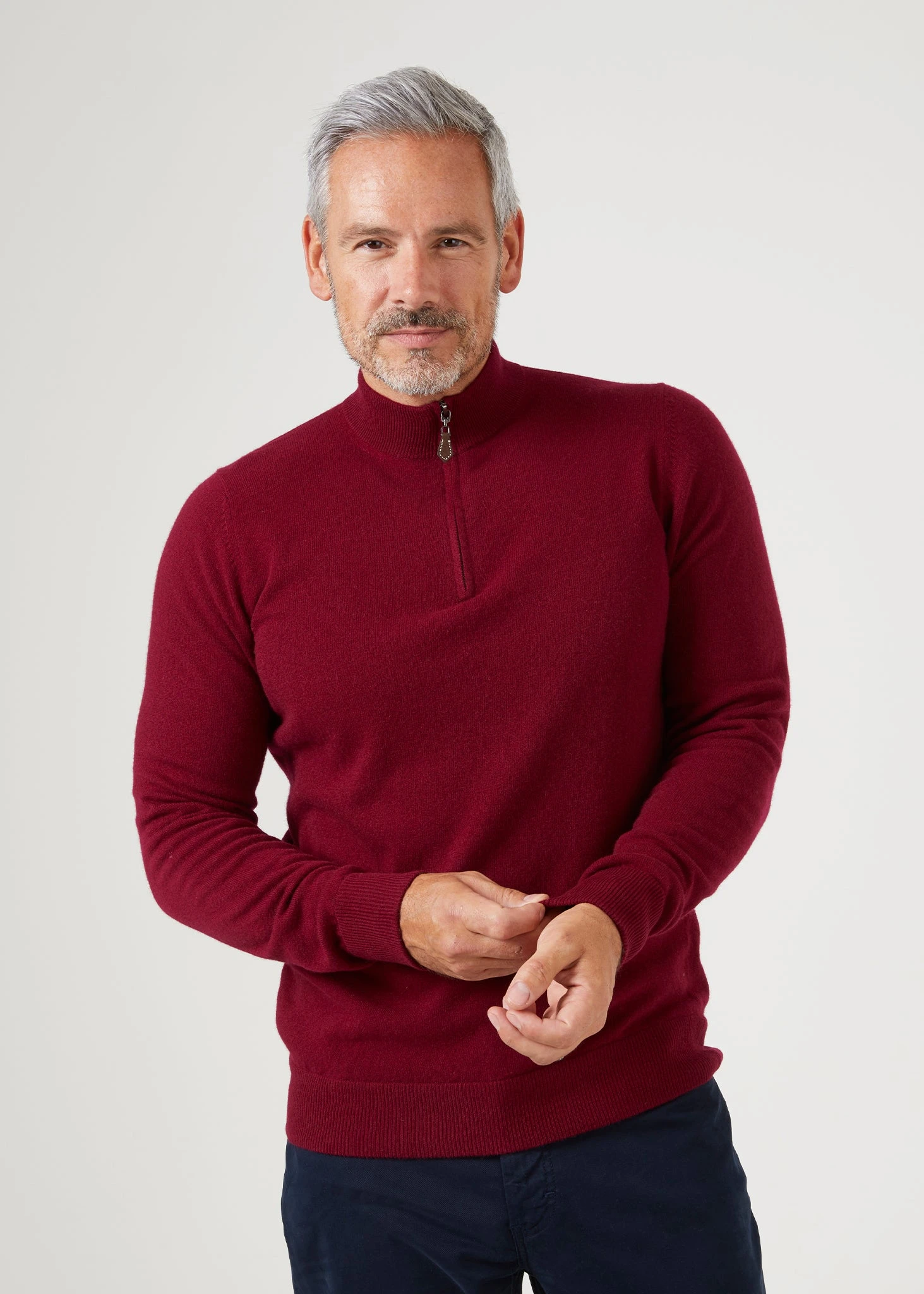Sutherland Lambswool 1/4 Zip Jumper In Bordeaux - Regular Fit 5 Sutherland Lambswool 1/4 Zip Jumper In Bordeaux - Regular Fit - Image 5