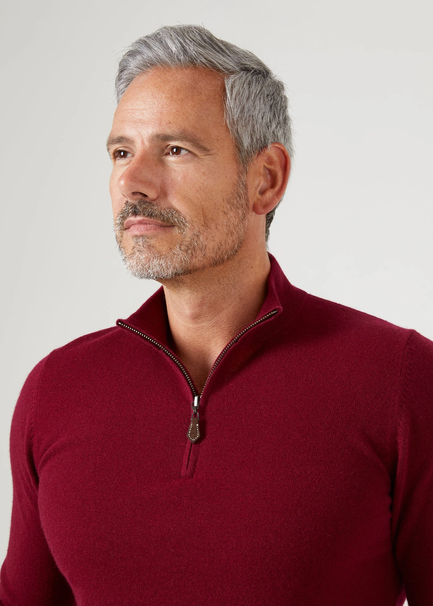 Sutherland Lambswool 1/4 Zip Jumper In Bordeaux - Regular Fit 7 Sutherland Lambswool 1/4 Zip Jumper In Bordeaux - Regular Fit - Image 7