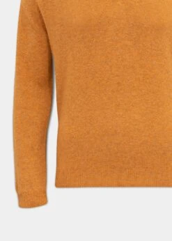 Streetly Men's V Neck Jumper In Gazelle - Classic Fit -AlanPaine Shop lambswool vee neck jumper Gazelle 3