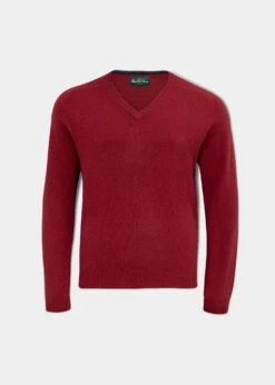 Streetly Men's V Neck Jumper In Magma - Classic Fit