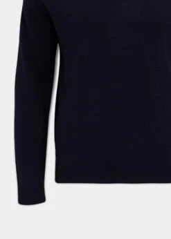 Streetly Men's V Neck Jumper In Navy - Classic Fit -AlanPaine Shop lambswool vee neck jumper navy 3