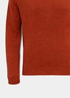 Streetly Men's V Neck Jumper In Tiger - Classic Fit -AlanPaine Shop lambswool vee neck jumper tiger 3