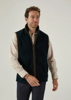 Aylsham Men's Fleece Gilet In Dark Navy - Regular Fit -AlanPaine Shop mens fleece gilet dark navy 2