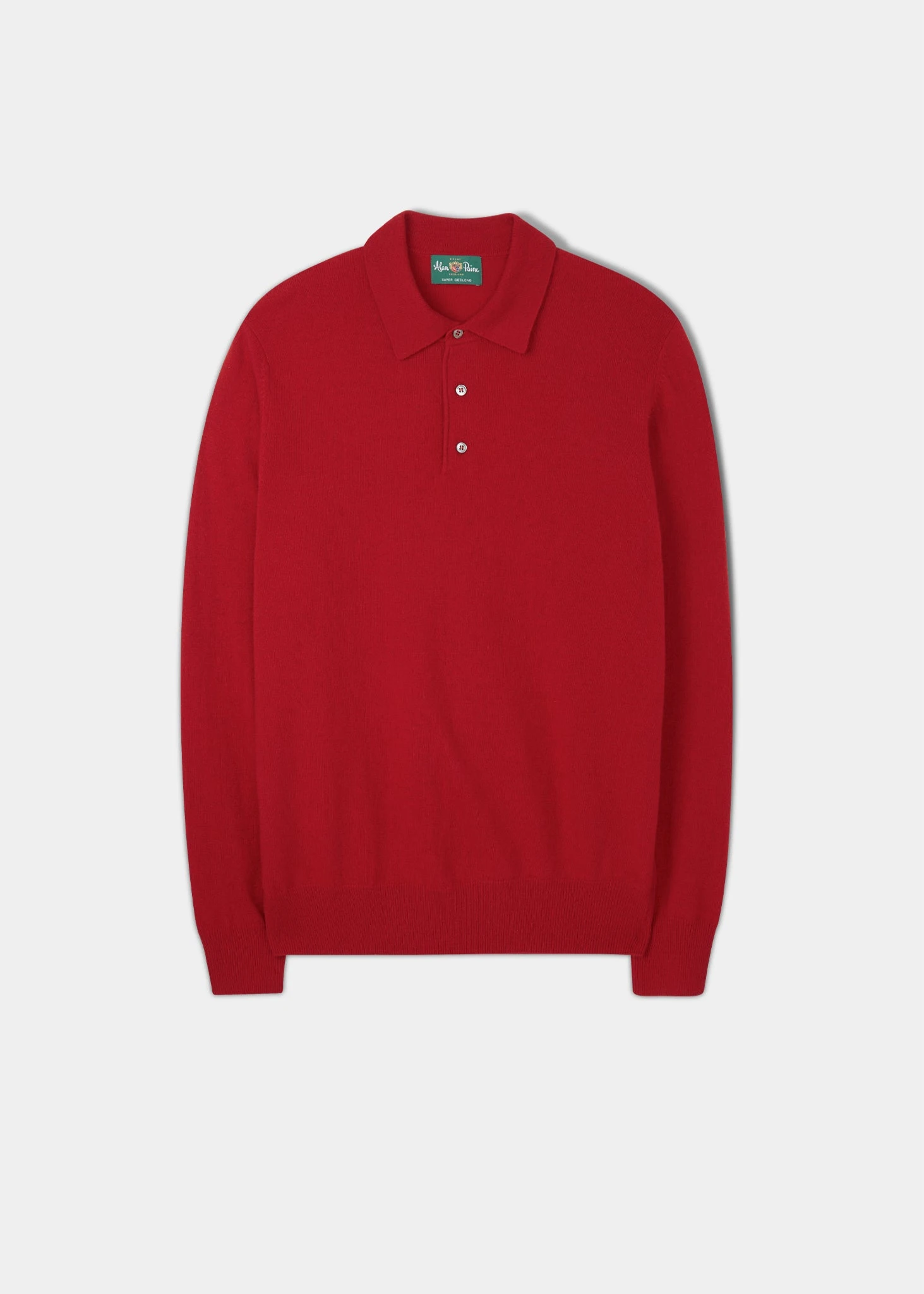 Men's Geelong Lambswool Long Sleeve Polo Shirt In Aztec- Regular Fit 1 Men's Geelong Lambswool Long Sleeve Polo Shirt In Aztec- Regular Fit