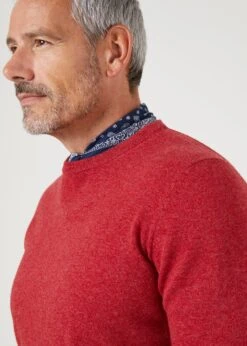 Brisbane Geelong Wool Jumper In Poppy Melange - Regular Fit -AlanPaine Shop mens geelong wool jumper poppy melange 4