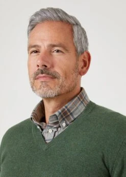 Albury Geelong Wool Jumper In Rosemary - Regular Fit -AlanPaine Shop mens geelong wool jumper rosemary 3