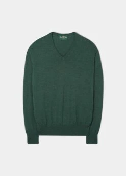 Millbreck Merino Wool Jumper In Hunter - Regular Fit