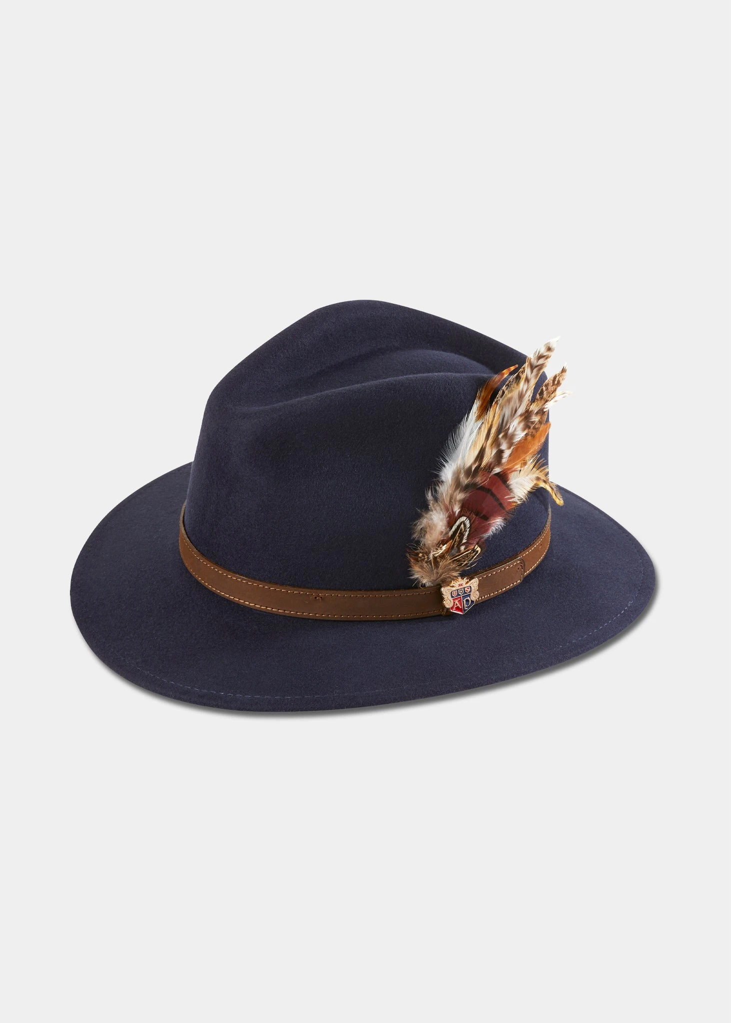 Richmond Ladies Felt Hat With Feather In Navy 1 Richmond Ladies Felt Hat With Feather In Navy