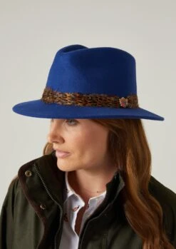 Richmond Ladies Fedora In Blue -AlanPaine Shop richmond ladies pheasant wrap fedora blue 3