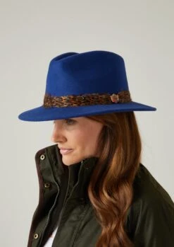 Richmond Ladies Fedora In Blue -AlanPaine Shop richmond ladies pheasant wrap fedora blue 4