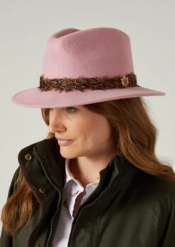 Richmond Ladies Fedora In Pink -AlanPaine Shop richmond ladies pheasant wrap fedora pink 1