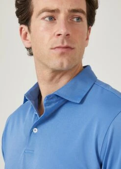 Rockbourne Performance Polo In Mid Blue - Sports Fit -AlanPaine Shop rockbourne mens polo shirt mid blue 3