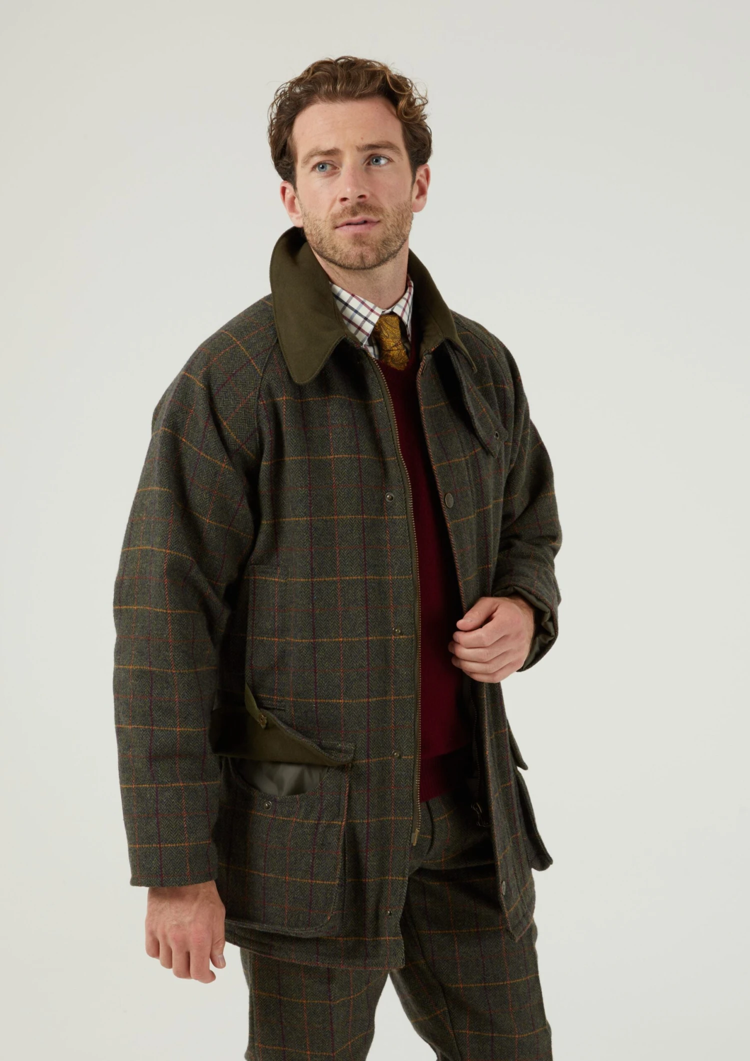 Rutland Men's Tweed Waterproof Shooting Coat In Fern - Regular Fit 2 Rutland Men's Tweed Waterproof Shooting Coat In Fern - Regular Fit - Image 2