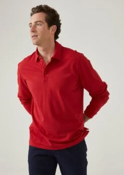 Storwood Long Sleeve Polo Shirt In Rosso -AlanPaine Shop storwood mens faded dye polo shirt rosso 2