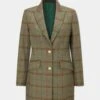 Surrey Ladies Mid-Thigh Tweed Coat In Clover - Regular Fit