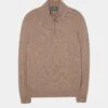 Sutherland Lambswool 1/4 Zip Jumper In Camel - Regular Fit