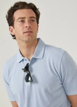 Weymouth Washed Effect Polo Shirt In Light Blue -AlanPaine Shop weymouth short sleeve polo shirt light blue 3